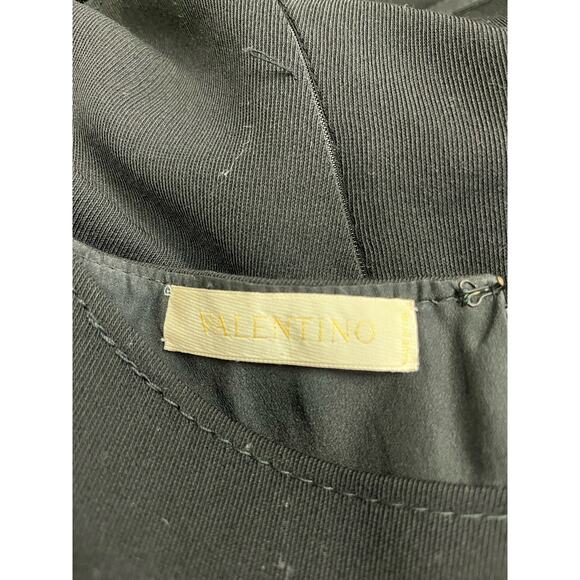 VALENTINO Black 100% Wool Bow Accent Sleeveless A-Line Knee Length Dress 12 - Picture 5 of 5